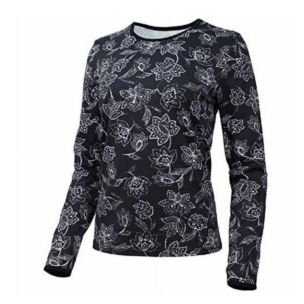 Women's Rash Guard Long Sleeve Swim Shirts UV Protection Black White Hang Ten
